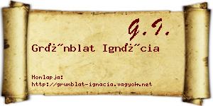 Grünblat Ignácia névjegykártya